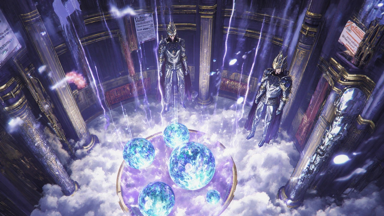 FDA‑Wächter prüfen leuchtende Kristallkugeln, während Warn‑ und Rückruf‑Geister schweben.