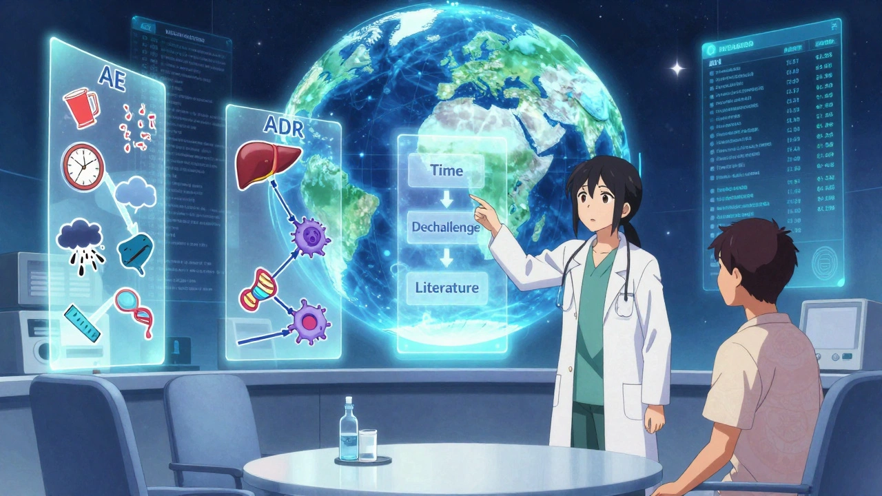 Arzt und Patient in einem Datenraum mit sich bewegenden medizinischen Kennzeichen.