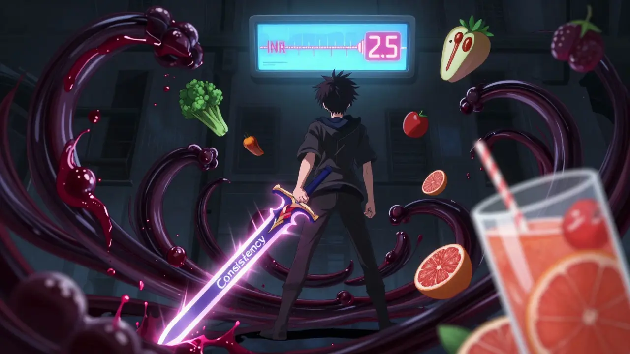 Patient kämpft gegen gefährliche Säfte mit Schwert der Konstanz in Manga-Stil