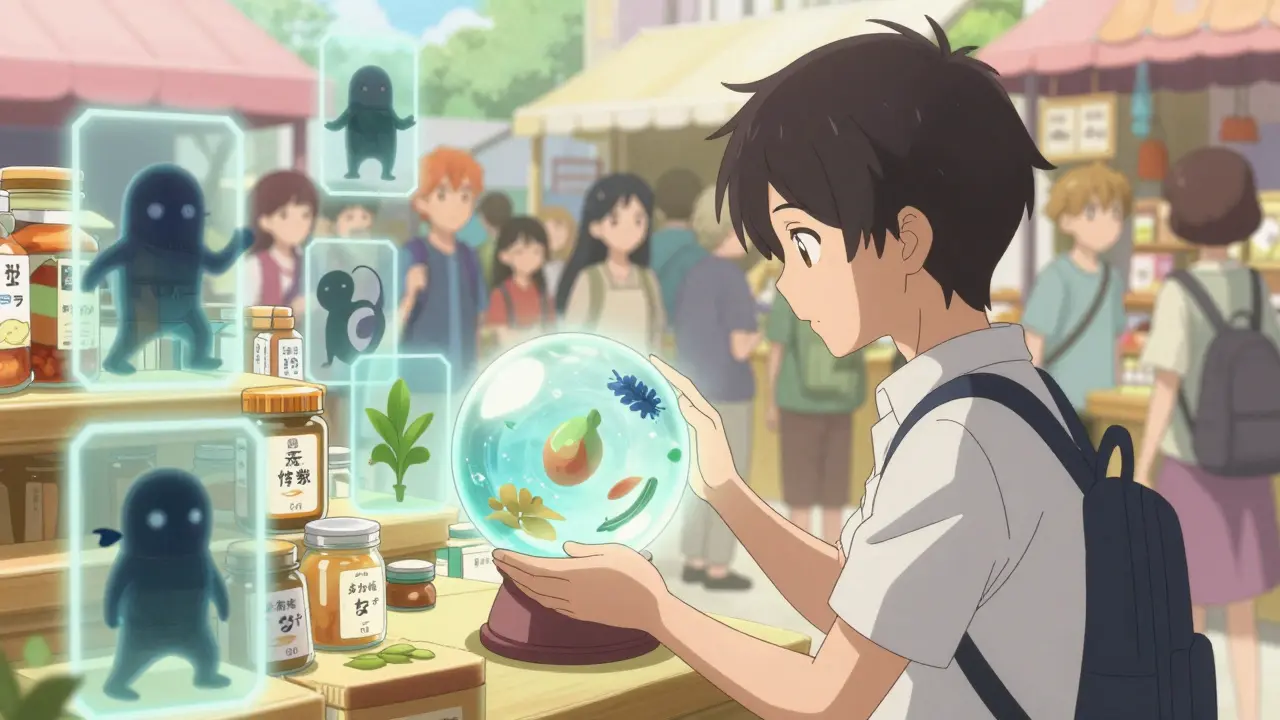 Anime-Stil: Magischer Kristall scannt allergenfreie Produkte auf Markt