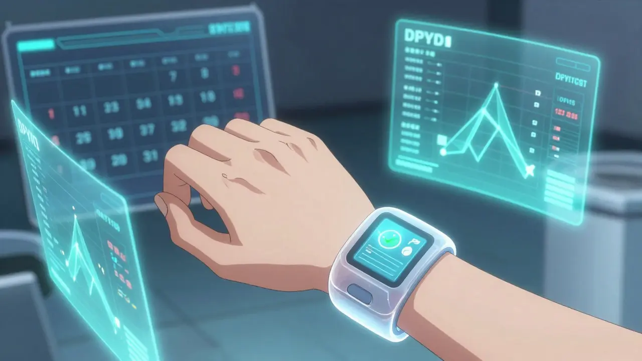 Futuristisches Wearable in Anime-Optik zur Überwachung der Medikamenteneinnahme.