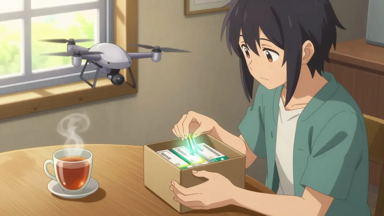 Sichere Lieferung von Original-Medikamenten in Anime-Szene