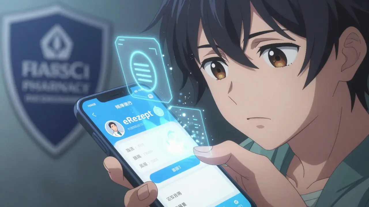 Telemedizin-App mit elektronischem Rezept im Anime-Stil