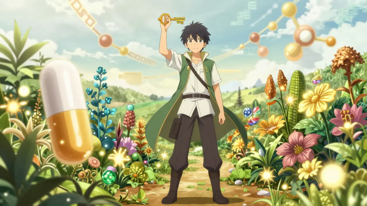 Anime-Held mit alternativen Cholesterin-Medikamenten und Hoffnung